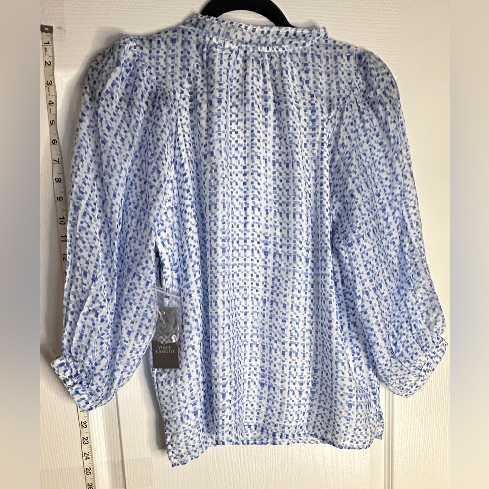Vince Camuto Blue and White Blouse, XS - Picture 6 of 6